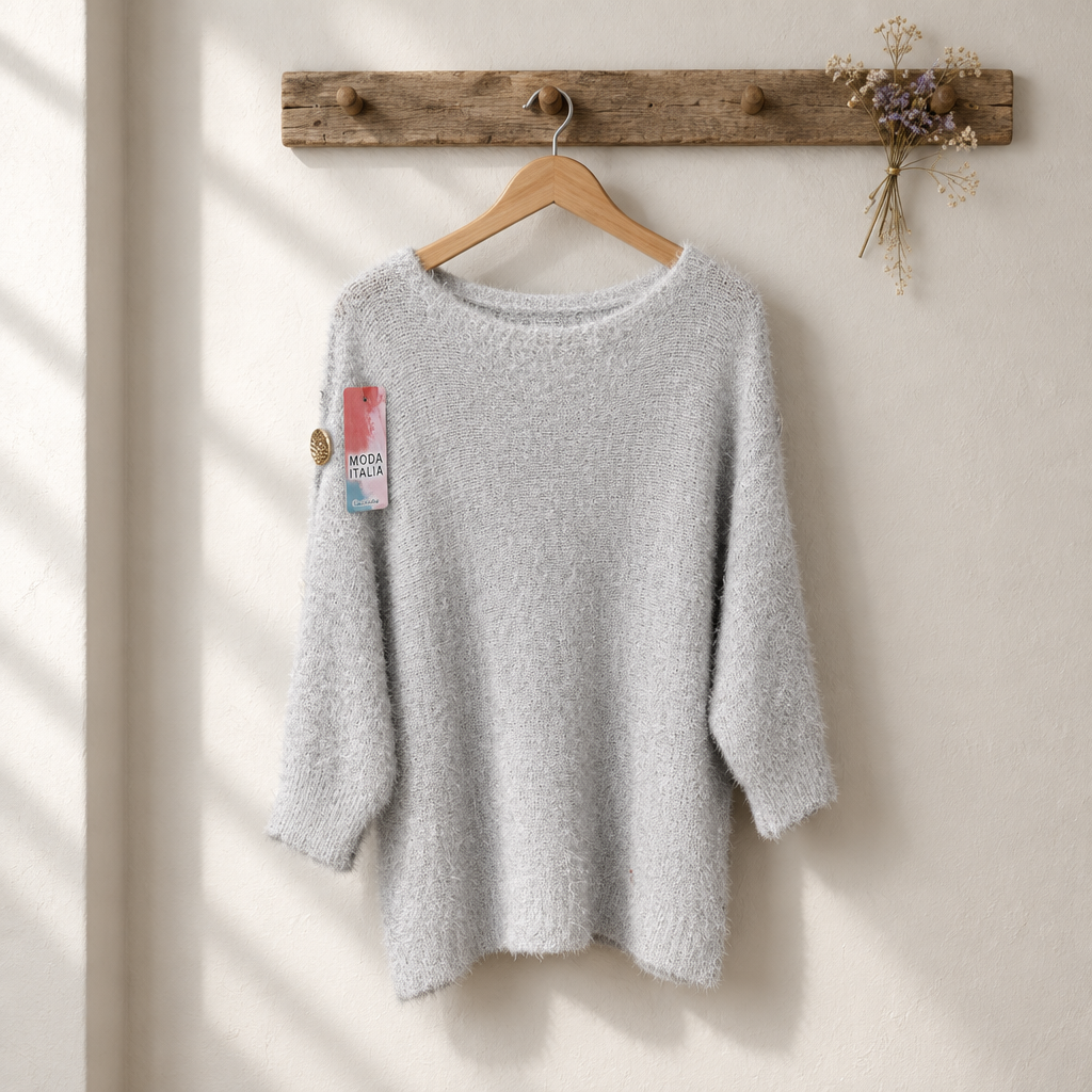Women's Knitted Sweater with Decorative Buttons – One Size